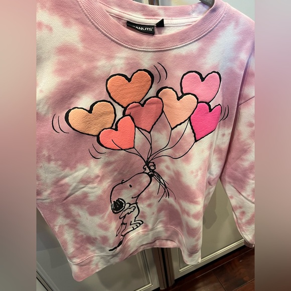 Peanuts Pink Tie Dye Snoopy Valentine’s Day Sweatshirt - Picture 2 of 3